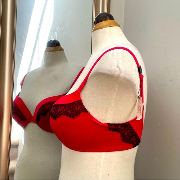 Victoria's Secret Bra Red and Black Lace 34D - Picture 2 of 8